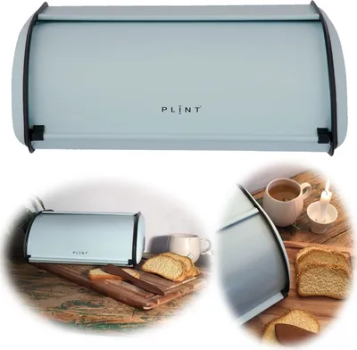 Produktbild von LS-LebenStil Vintage Brotkasten Ice Blau 34cm Metall Retro Brotbox Brot Aufbewahrungskorb Rollbrotkasten Brotbehälter Brotdose mit Rolldeckel