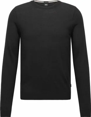 Produktbild von Boss schwarzer Pullover Rundhals 100% Wolle schwarz einfarbig