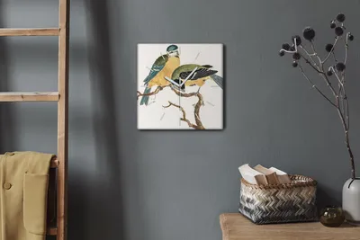 Produktbild von Coloray Hodiny Unikátní 30x30 cm  Tiché hodiny Pro obývací pokoj a kuchyň Nástěnné hodiny Plátno Bílé ručičky hodin - Ptáci zvířat