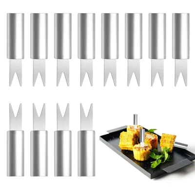 Image de Supports pour maïs en acier inoxydable avec poignée ergonomique