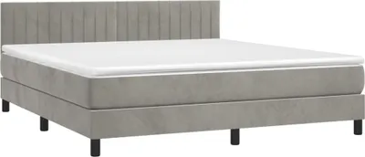 Obrázek produktu pro vidaXL Postel Boxspring s matrací Light Grey 180x200 cm Velvet