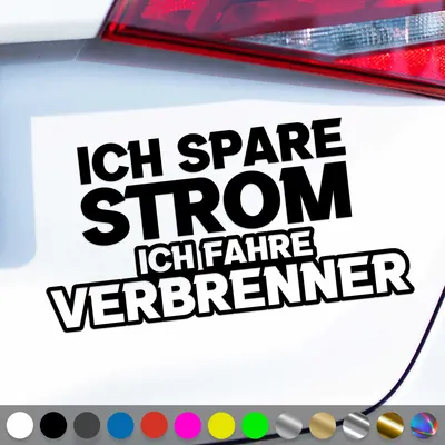 Produktbild von PantherPixel Ich Spare Strom Aufkleber Fahre Verbrenner Fahrzeug Sticker Auto Geschenkidee Farbe Schwarz