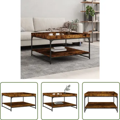 Produktbild von The Living Store Couchtisch Räuchereiche 80x80x45 cm Holzwerkstoff und Eisen