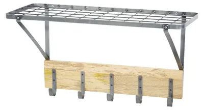 Wandplanke mit Haken, Industrial, Mango-Holz/Metall, 30x18x18 cm