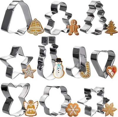 Produktbild von 10er Set Weihnachtslebkuchenformen aus Edelstahl