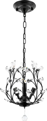 Produktbild von Kristall Kronleuchter  Pendelleuchte  Deckenleuchte  Blumenzweig Schwarz 3 Licht   Deckenlampe  Höhenverstellbar Wohnzimmer Schlafzimmer