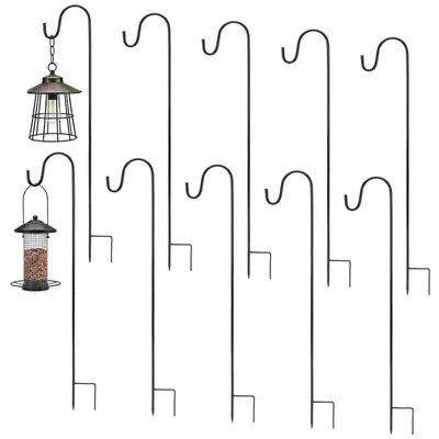Image de Petits crochets de jardin, 81,5 cm, en métal noir, lot de 10 pour la décoration de jardin