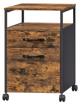 Produktbild von Aktenschrank mit 2 Schubladen auf Rollen | Vintage braun-schwarz | 41x45x66cm