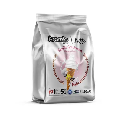 Produktbild von Aromio Latte Eis-Pulver 6er Set (3x Vanille + 3x Kakao) – mit Milch zubereiten