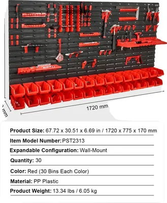 Immagine prodotto di Contenitori a parete, design impilabile, organizzazione versatile, 30 pezzi