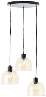 Produktbild von Brilliant Pendelleuchte Casto 60109/20 Wohnzimmer, Küche, Esszimmer Metall/Glas Indoor Decke schwarz - ohne Leuchtmittel