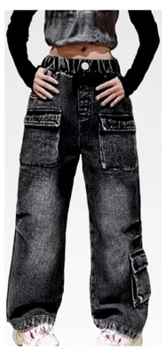 Produktbild von Baggy Jeans für Mädchen, Gothic Hose, entspannte Hosen für Teenager, lockere Passform, Hip Hop Jeggings, Cargohosen für Jugendliche