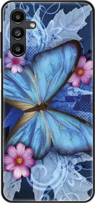Produktbild von König Design Hülle kompatibel mit Samsung Galaxy A13 5G Kunststoff Soft Handyhülle - Handy Case Schmetterling Blau