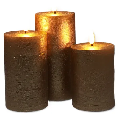 Productafbeelding van LED-kaarsen/kaarsjes - set van 3 - goud - wasachtig - met timer - diameter 7 cm