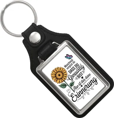 Produktbild von Du bist grossartig Schlüsselanhänger mit Kunstleder-Anhänger mit Sonnenblume