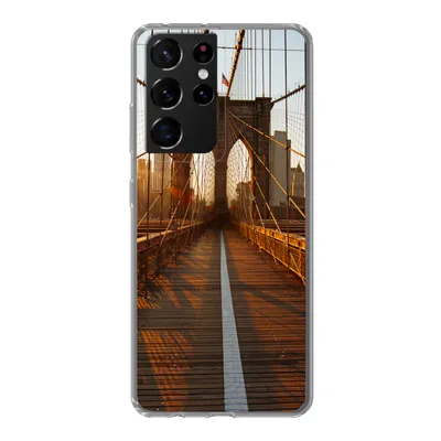 Produktbild von MuchoWow® Handyhülle Schutzhülle Hülle für Samsung Galaxy S21 Ultra Brooklyn Bridge in New York bei Sonnenuntergang Silikon Softcase Handy Hülle - Mobiltelefon