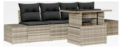 Produktbild von Garten-Sofa-Set mit Kissen | Poly-Rattan & Stahl | Bequem für Terrassen & Balkone