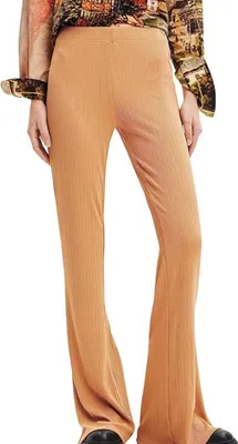 Immagine prodotto di Pantaloni donna Desigual Traps in tessuto svasato marrone XS