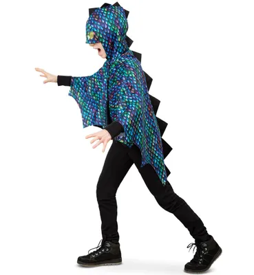 Produktbild von Cape Drache Kapuze mit integrierter Maske, Drachenumhang Ungeheuer Mythen Cosplay Manga Dino Feuerspeier Fabelwesen (152/164)
