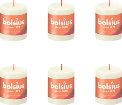 Produktbild von Bolsius - Rustikale Stumpenkerze - 80/68 - 1 Stück pro Packung - Soft Pearl - Vorteilspack - 6 Stücke