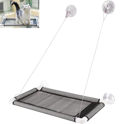 Produktbild von katzen fensterliege mit saugnäpfen, katzenhängematte sonnensitz, 360° aussicht,55x35cm Katzen Fensterliege für Wand und Glas