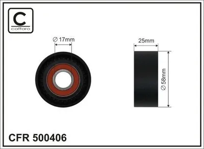 Produktbild von CAFFARO 500406 Spannrolle Keilrippenriemen 58mm passend für MERCEDES-BENZ A-Klasse (W169) B-Klasse (W245)