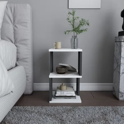 Produktbild von Skye Decor, Carter - White, Anthracite, Nachttische & -schränke, Weiß, 29,6 x 49,4 x 29,6 cm