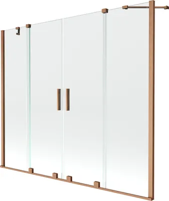 Zdjęcie produktu dla Mexen Velar Duo parawan nawannowy 2-skrzydłowy rozsuwany 200 x 150 cm, transparent, miedź szczotkowana - 896-200-000-02-65