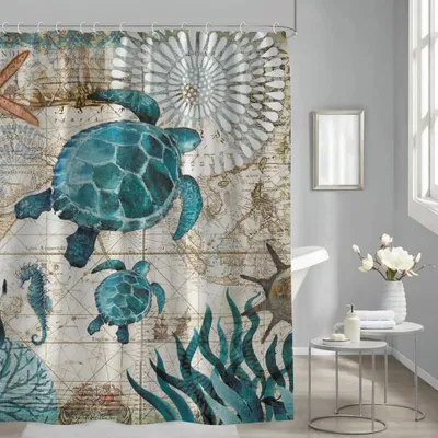 Produktbild von Duschvorhang Meeresschildkröten Ozean Design 180x200cm wasserdicht
