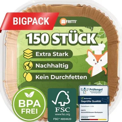 Immagine prodotto di Carta per friggitrice ad aria calda 20-25 cm XL, 150 fogli