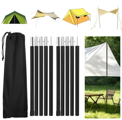 Produktbild von Izrielar 2pcs Zeltstangen 2m Schwarz Tarpstange Sonnensegel Stange Alu Aufstellstangen