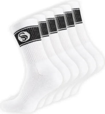 Produktbild von Stark Soul® 6 Paar Sportsocken im RETRO Design - Frotteesohle 39-42 weiß