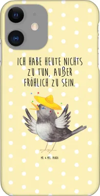 Produktbild von Mr. & Mrs. Panda Iphone 11 Handyhülle Rabe Sombrero - Gelb Pastell - Geschenk, Elster, Vogel, Handy Schutzhülle, XR, Vögel, Gute Laune, Motivation, Hülle, Cover
