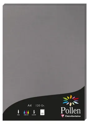 Image de Clairefontaine Pollen papier DIN A4 120g 50 feuilles gris foncé