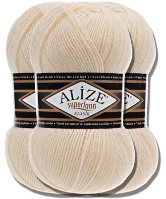 Imagen del producto de Alize 3x 100g Superlana Klasik, hilo de lana, color sólido, ideal para tejer a crochet o a dos agujas (1)