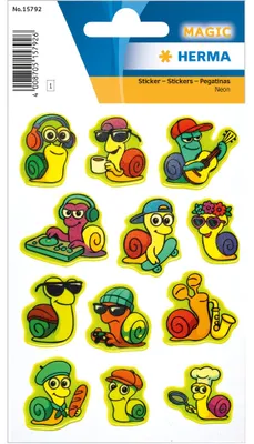 Produktbild von HERMA Sticker Lustige Schnecken neon