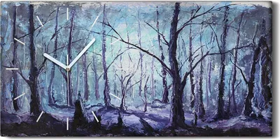 Produktbild von Wohnzimmer-Bild Leinwand Uhr 60x30 Malerei Wald Bäume Winter Schnee Kunst - weiße Hände