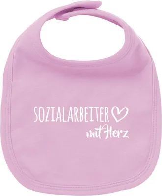 Produktbild von Huuraa Unisex Babylatz Sozialarbeiter mit Herz Geschenk Babypink  Baumwolle Sozialarbeiter Mitbringsel