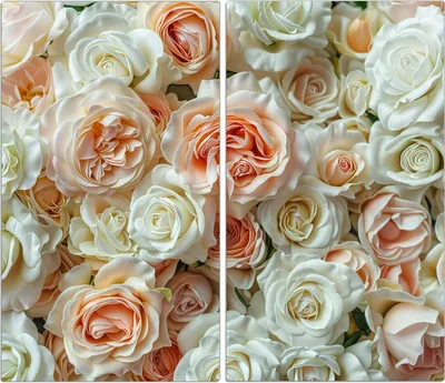Produktbild von Spritzschutz Herdabdeckplatte Schneidebrett aus Glas Rosenbouquet 2-Teilig (60x52cm)