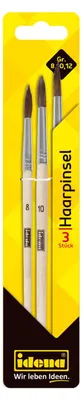 Produktbild von Idena Haarpinsel Set 3er Größen 8 10 12 Künstlerpinsel Malpinsel