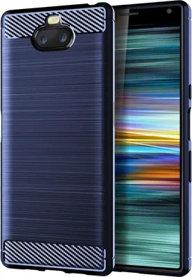 Produktbild von Sony Xperia 8 TPU Case Carbon Fiber Optik Brushed Schutz Hülle Blau