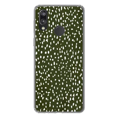 Produktbild von MuchoWow® Handyhülle Schutzhülle Hülle für Huawei P20 Lite (2020) Polka dots - Weiß - Schwarz Silikon Softcase Handy Hülle - Kartenhalter