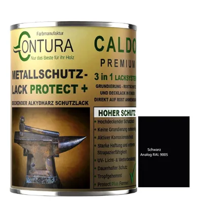 Produktbild von Contura 3 in 1 Rostschutzfarbe 2,5Liter. Metallschutzlack GLÄNZEND RAL Metall Lack Farbe Grundierung Rost - RAL 9005 Schwarz
