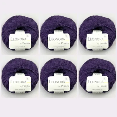 Image de 6 pelotes de Leonora by Permin – Fil de luxe en soie, laine et kid mohair (26 aubergines)