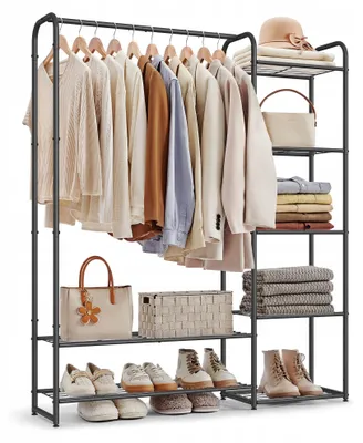Produktbild von Songmics Offener Kleiderständer Garderobe mit Regalen Schwarz