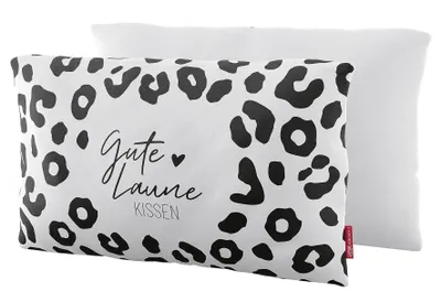 Produktbild von La Vida Kuschelkissen Gute Laune Kissen Leomuster weiß schwarz 25x40cm