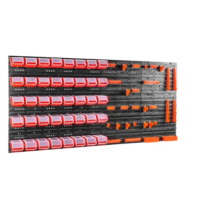 Image de Étagère murale d'atelier Support d'outils Boîtes empilables panneaux muraux avec boîtes Étagère de tri 40 pcs. Boîte avec couvercle Étagère murale 160 x 80 cm Supports à outils Bacs