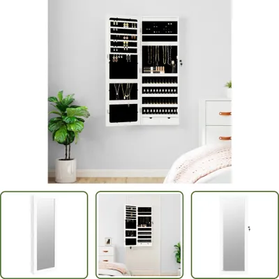 Produktbild von The Living Store Spiegel-Schmuckschrank mit LED-Beleuchtung Wandmontage Weiß