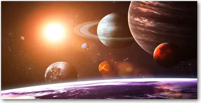 Produktbild von Tulup® Glas-Bild - 100x50 -Wandkunst - Wandbild hinter gehärtetem Sicherheitsglas  - Weltall & Science-Fiction - Sonnensystem - Mehrfarbig