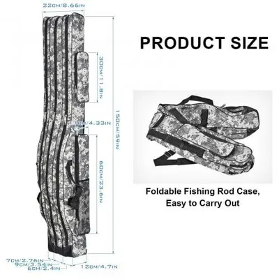 Zdjęcie produktu dla Wodoodporna torba wędkarska, 150 cm, z 3 przegrodami, przeznaczona do przechowywania wędek